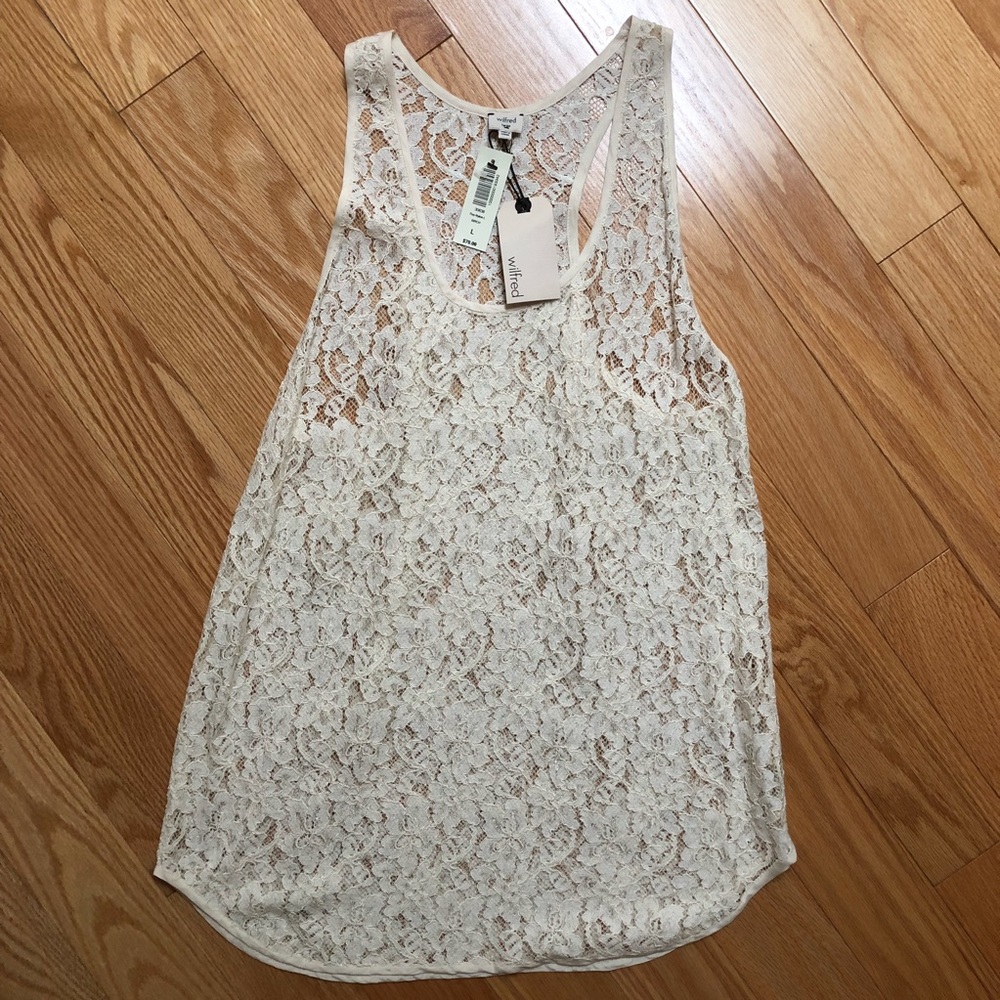 NWT Wilfred by Aritzia Madeline “Lace” Sleeveless Racerback Tank (Size L)